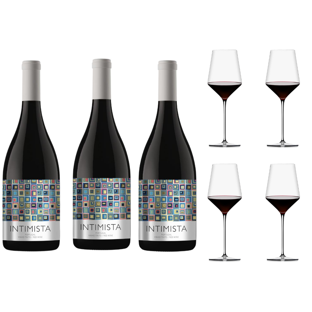 Compre 3 Intimista Vinho Tinto Português Alentejo e GANHE 4 TAÇAS FALERNO