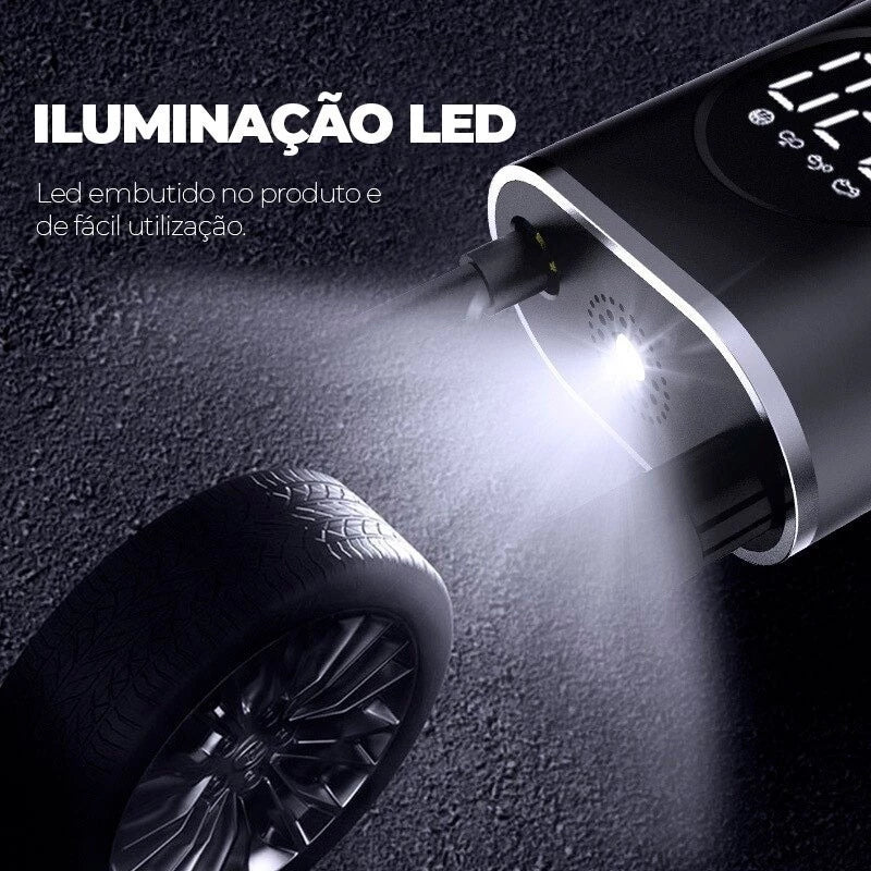 Inflador de Pneus Portátil Mini Sem Fio, Compressor Elétrico para Carro, Moto e Bicicleta
