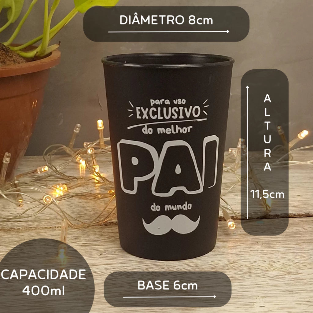 Dia dos Pais Kit 10 Copos Lembrancinha Dia dos Pais Preto Pai De Fé, Painho, Melhor Pai do Mundo.