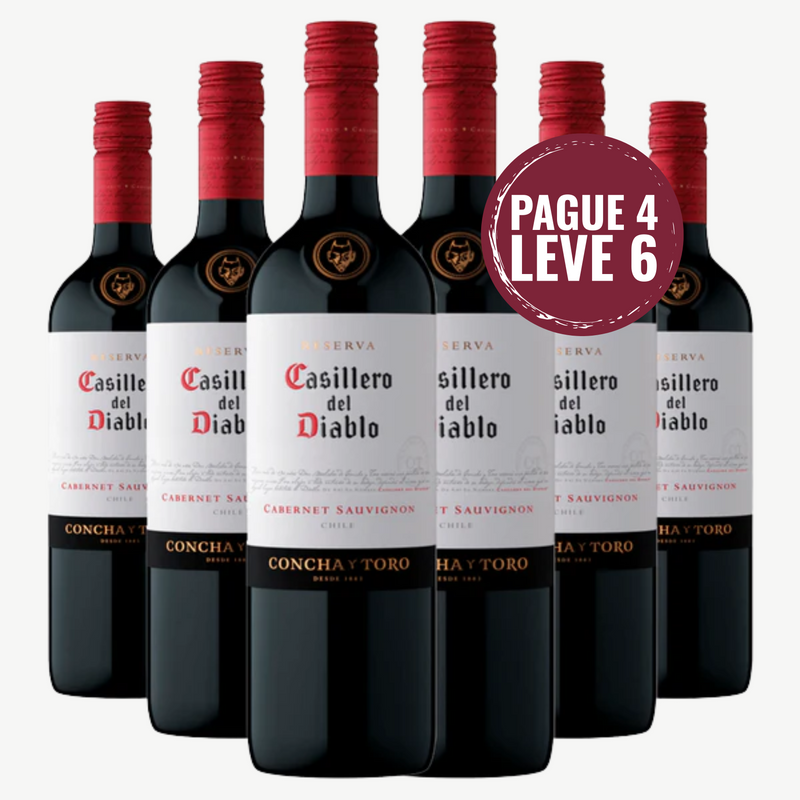 KIT com 6 Vinhos Concha y Toro Casillero Del Diablo Cabernet Sauvignon 750ml