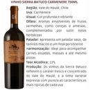 Kit: Compre 3 Sierra Batuco Vinho Tinto Chileno Carmenere e Leve 4 Taças VELVET de Cristal Titanium