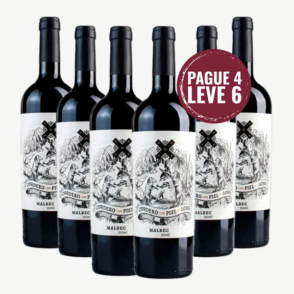 Kit 6 Garrafas Cordero com Piel de Lobo Malbec 750ml