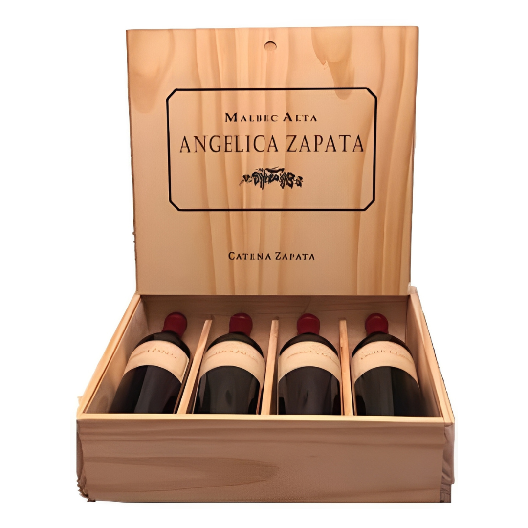 Kit Leve 4 Pague 2 Vinhos Angélica Zapata Malbec Alta Caixa de Madeira
