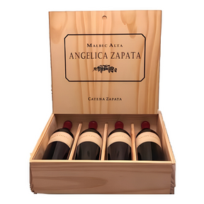 Kit Leve 4 Pague 2 Vinhos Angélica Zapata Malbec Alta Caixa de Madeira