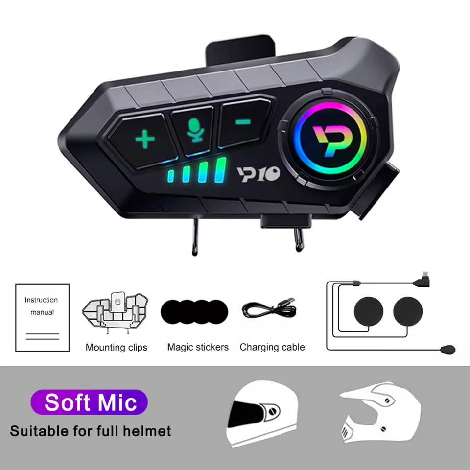 Fone de capacete bluetooth com controle de voz hd stereo - A prova d'agua