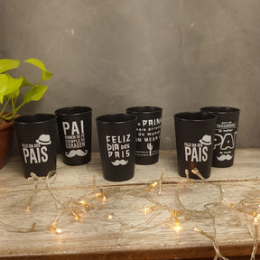 Dia dos Pais Kit 10 Copos Lembrancinha Dia dos Pais Preto Pai De Fé, Painho, Melhor Pai do Mundo.