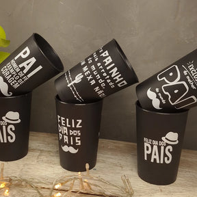 Dia dos Pais Kit 10 Copos Lembrancinha Dia dos Pais Preto Pai De Fé, Painho, Melhor Pai do Mundo.