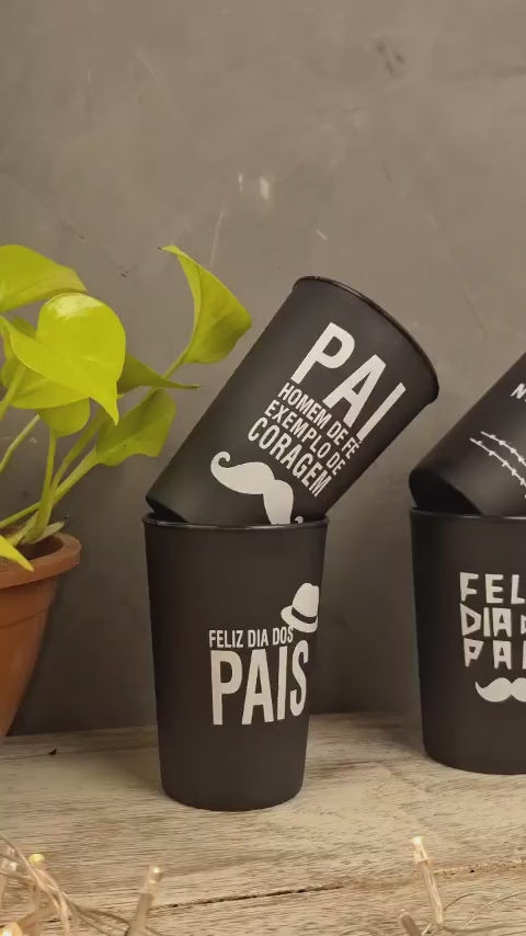 Dia dos Pais Kit 10 Copos Lembrancinha Dia dos Pais Preto Pai De Fé, Painho, Melhor Pai do Mundo.