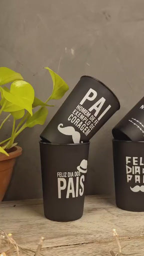 Dia dos Pais Kit 10 Copos Lembrancinha Dia dos Pais Preto Pai De Fé, Painho, Melhor Pai do Mundo.